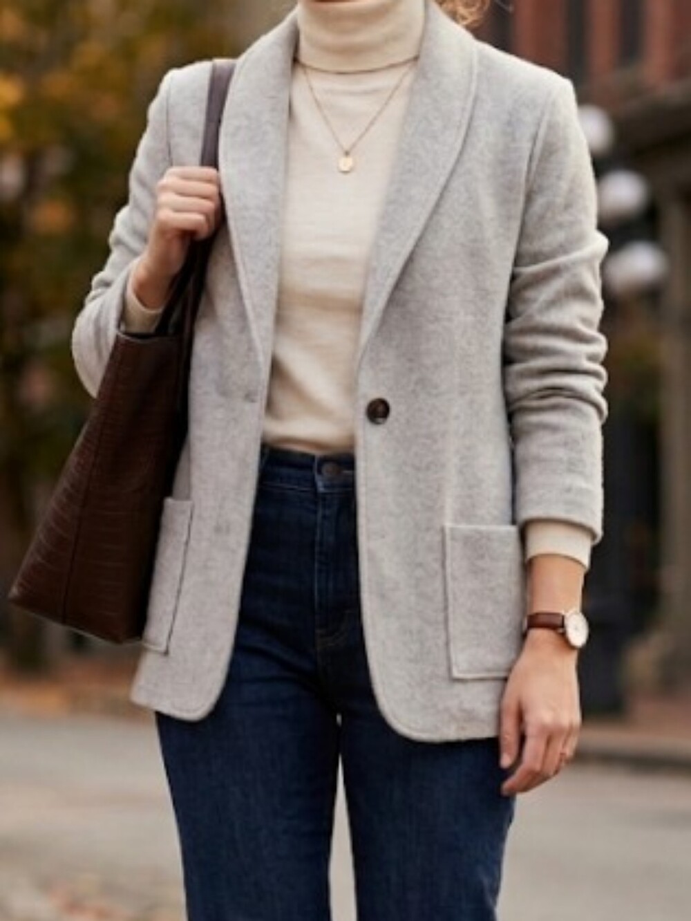 Free People 100% Merino Wool Light Grey Relaxed Fit Knit Blazer (Sz L) Warm